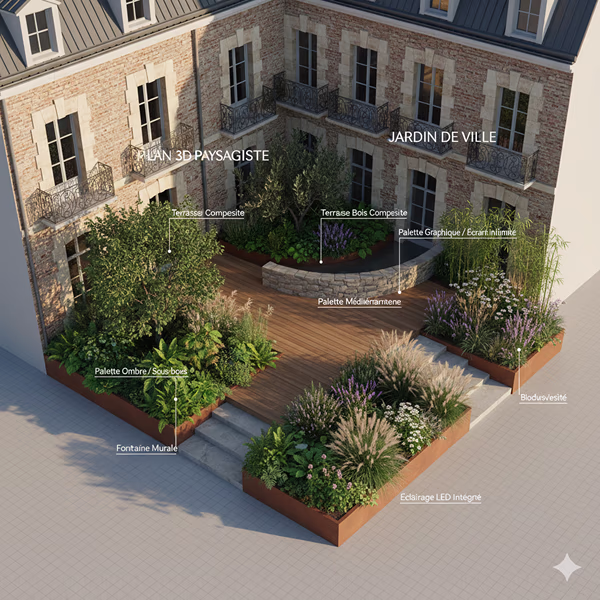 Croquis de création de jardin paysager